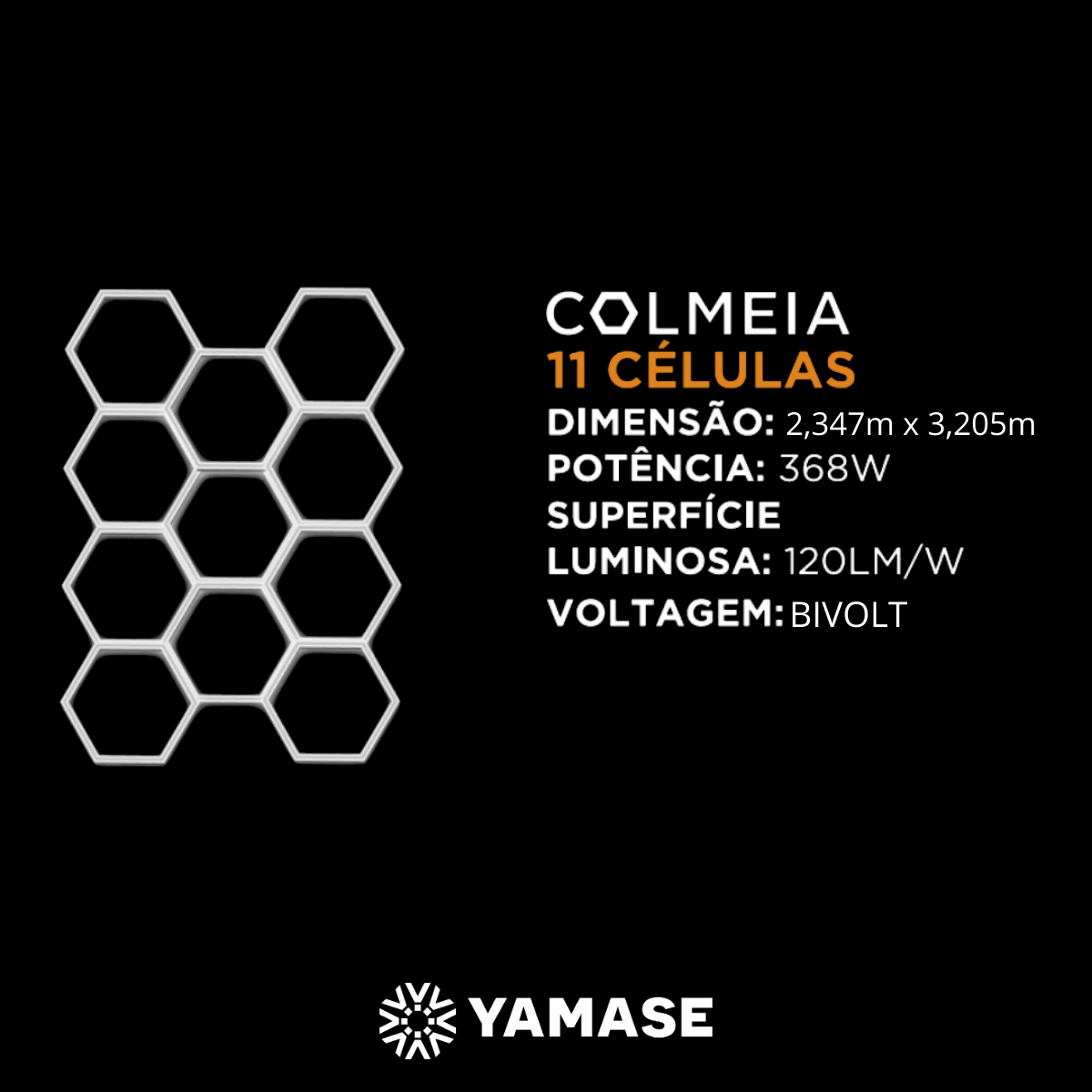 Luminária Hexagonal Colmeia 11 Células Kers Led 6500K Bivolt